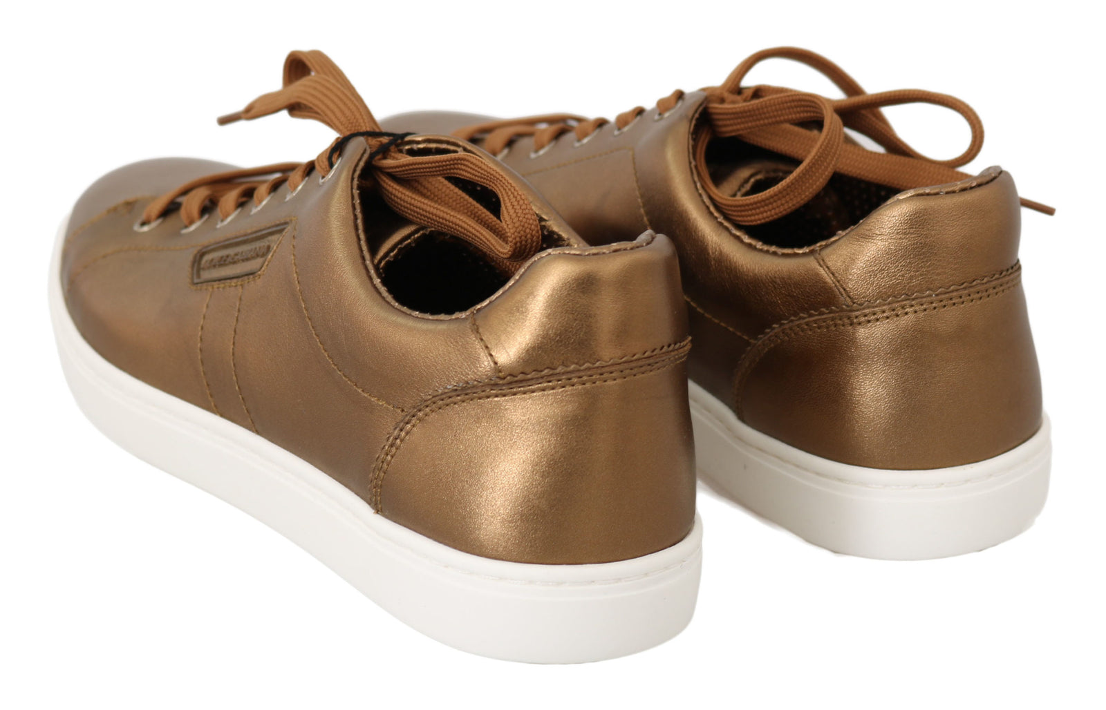 Baskets en cuir métallisé doré Dolce &amp; Gabbana