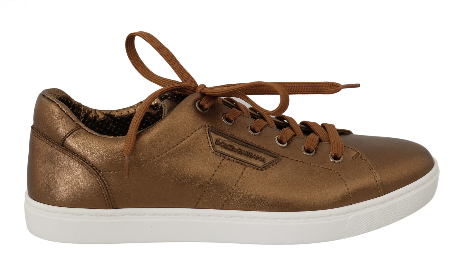 Baskets en cuir métallisé doré Dolce &amp; Gabbana
