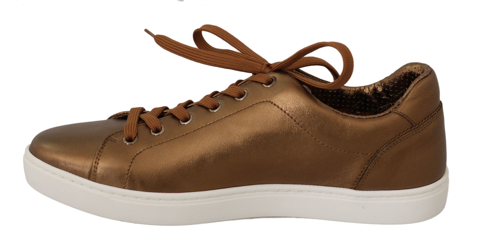 Baskets en cuir métallisé doré Dolce &amp; Gabbana