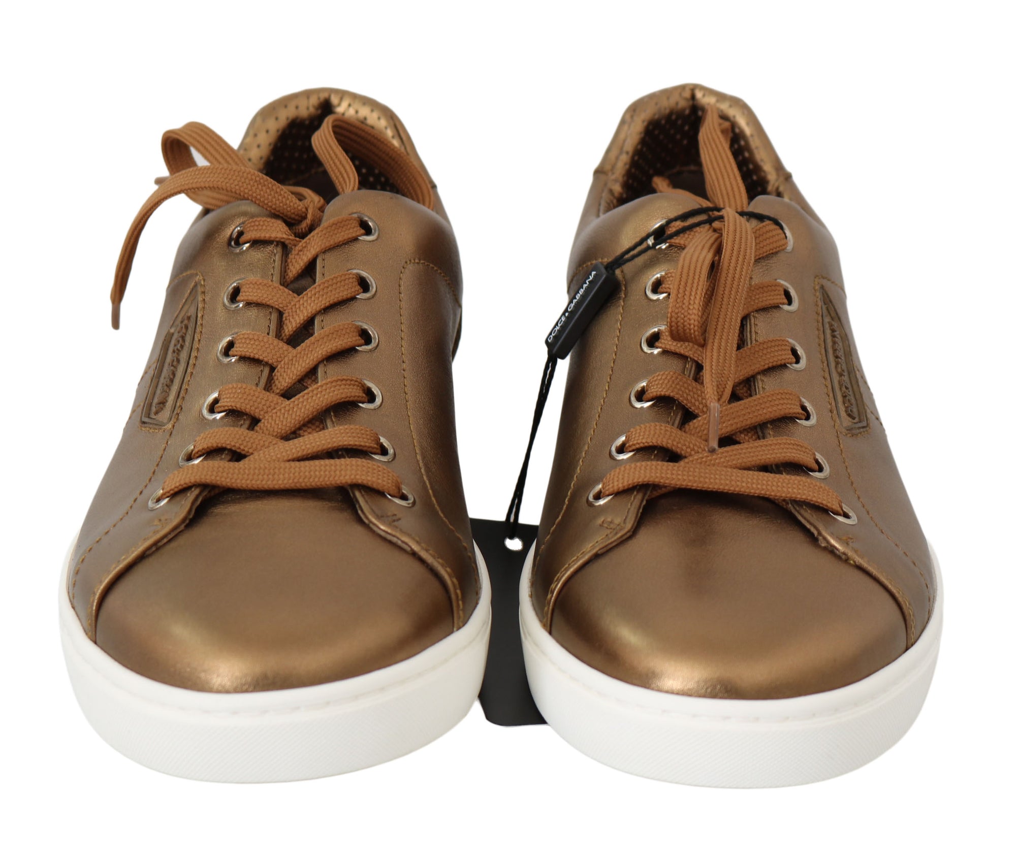 Baskets en cuir métallisé doré Dolce &amp; Gabbana