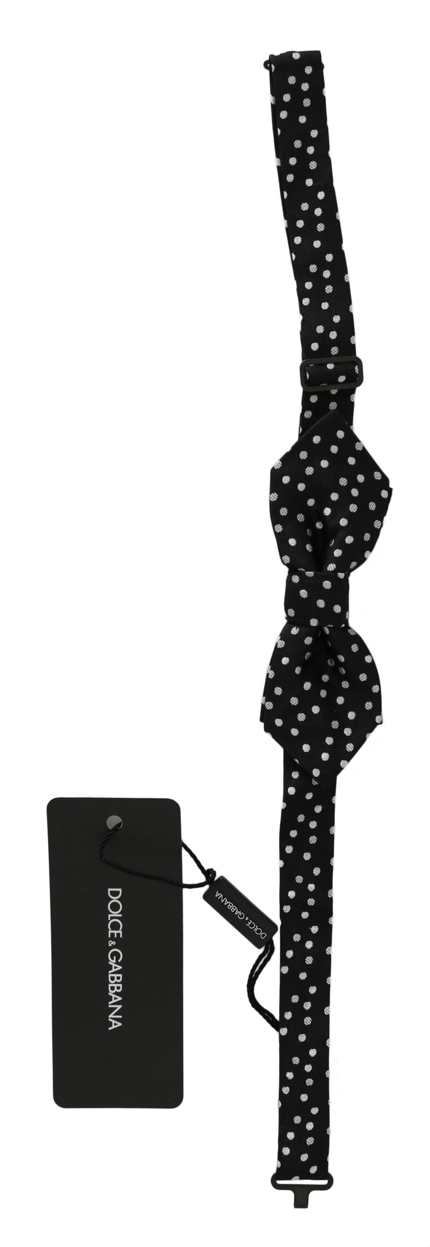 Dolce &amp; Gabbana Elegant Black Polka Dot Silk Bow Tie