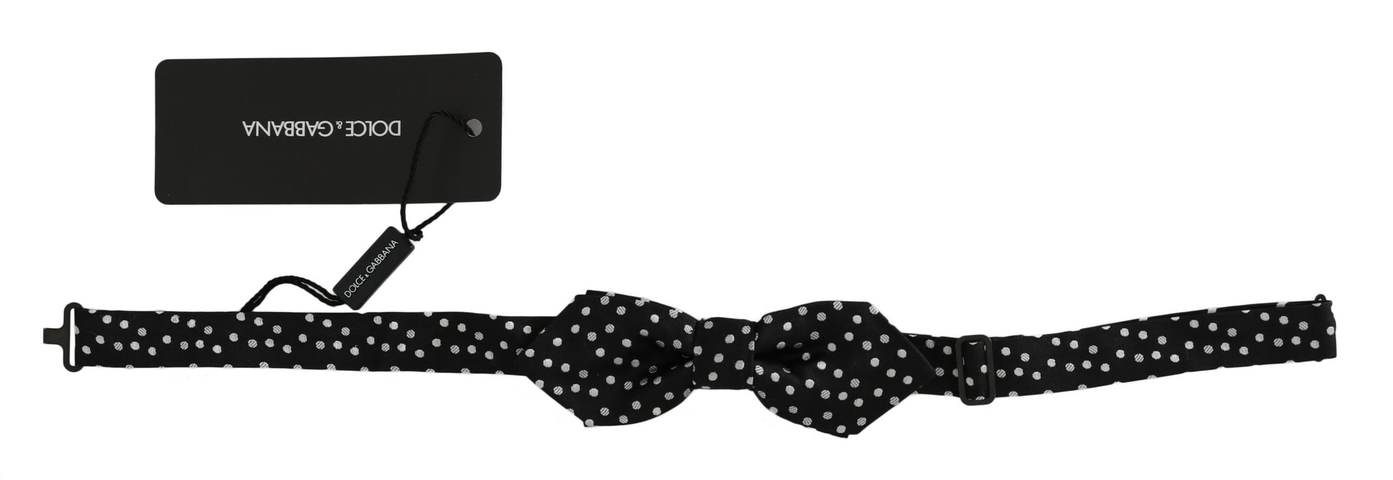 Dolce &amp; Gabbana Elegant Black Polka Dot Silk Bow Tie