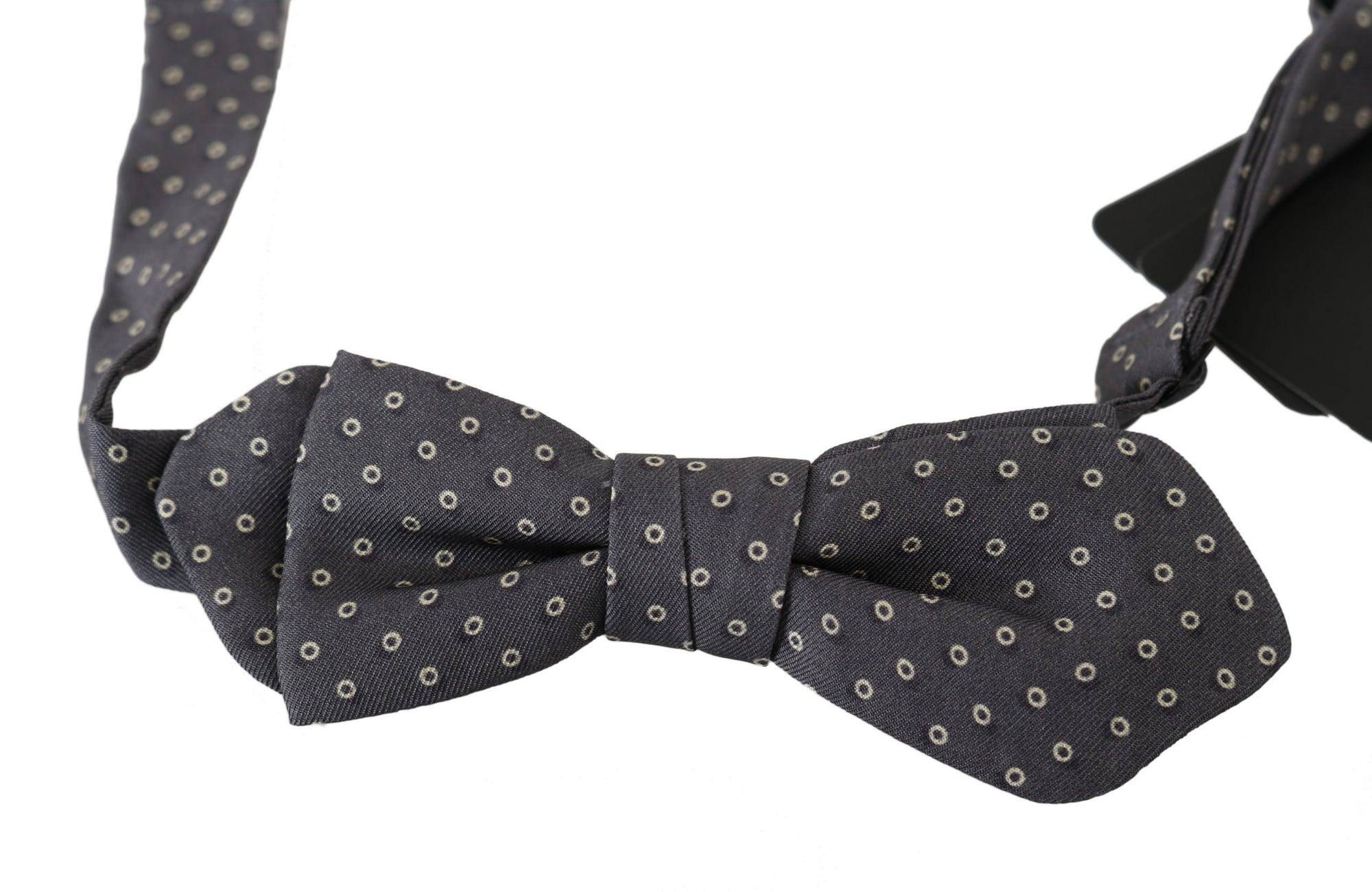 Dolce &amp; Gabbana Elegant Silk Gray Circle Pattern Bow Tie