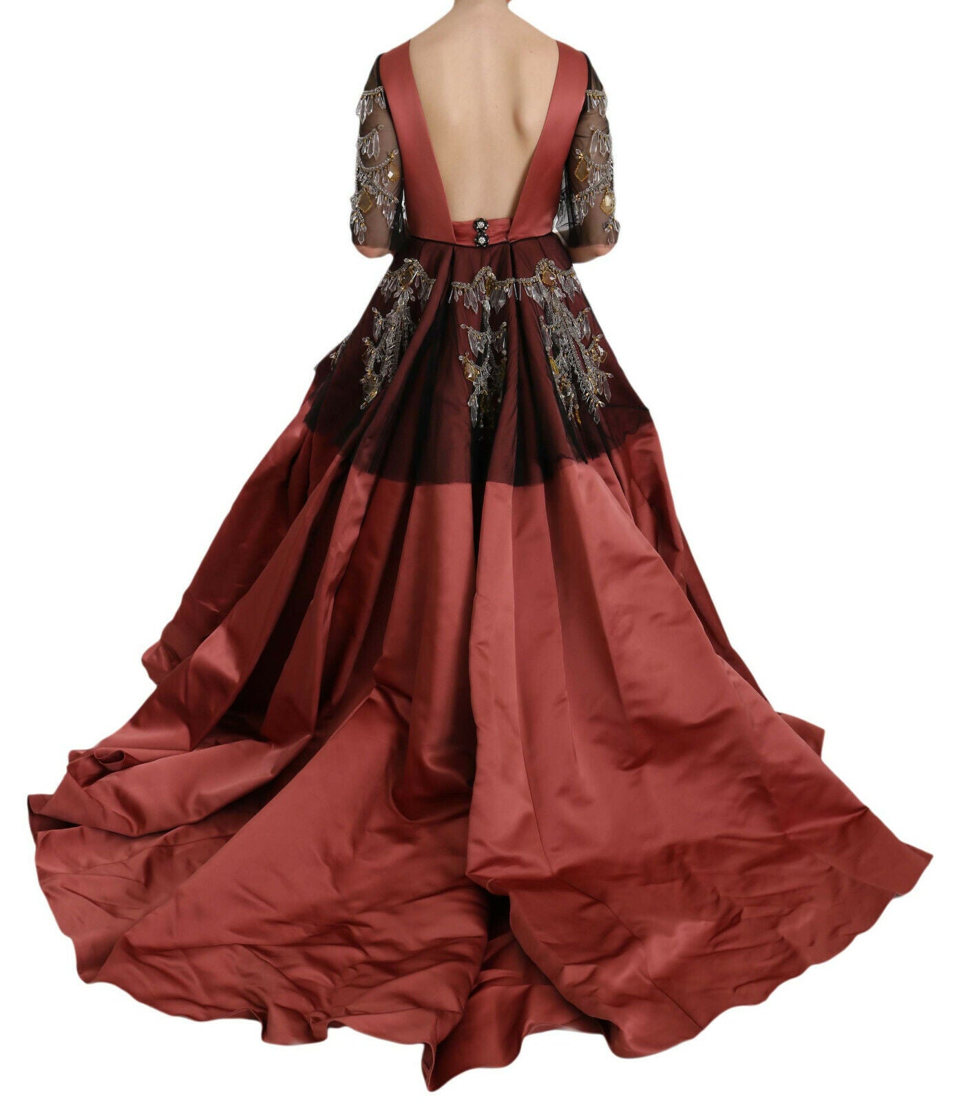 Dolce &amp; Gabbana Elegant Crystal Embellished Silk Gown