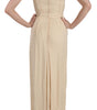 Dolce & Gabbana Beige Silk Column Cap Sleeve Gown Dress