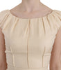 Dolce & Gabbana Beige Silk Column Cap Sleeve Gown Dress