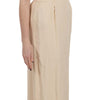 Dolce & Gabbana Beige Silk Column Cap Sleeve Gown Dress