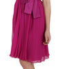 Dolce & Gabbana Fuchsia Pink Bow Silk Sleeveless Dress