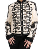 Dolce & Gabbana White Wool Black Floral Baroque Jacket