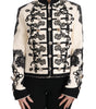 Dolce & Gabbana White Wool Black Floral Baroque Jacket
