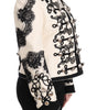 Dolce & Gabbana White Wool Black Floral Baroque Jacket