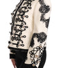Dolce & Gabbana White Wool Black Floral Baroque Jacket
