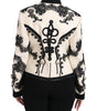 Dolce & Gabbana White Wool Black Floral Baroque Jacket