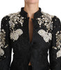 Dolce & Gabbana Black Jacquard Crystal Floral Jacket