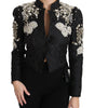 Dolce & Gabbana Black Jacquard Crystal Floral Jacket
