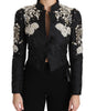 Dolce & Gabbana Black Jacquard Crystal Floral Jacket