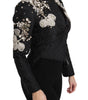 Dolce & Gabbana Black Jacquard Crystal Floral Jacket