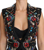 Dolce & Gabbana Black Crystal Sicily Vest Waistcoat
