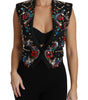 Dolce & Gabbana Black Crystal Sicily Vest Waistcoat