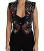 Dolce & Gabbana Black Crystal Sicily Vest Waistcoat
