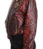 Dolce & Gabbana Red Leopard Button Crystal Leather Jacket