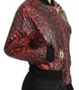 Dolce & Gabbana Red Leopard Button Crystal Leather Jacket