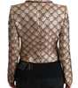 Dolce & Gabbana Gold Floral Sequined Blazer Coat Jacket