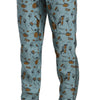 Dolce &amp; Gabbana High Waist Tapered Silk Pants in Blue Print