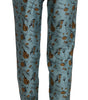 Dolce &amp; Gabbana High Waist Tapered Silk Pants in Blue Print