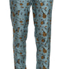 Dolce &amp; Gabbana High Waist Tapered Silk Pants in Blue Print