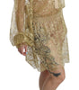 Dolce & Gabbana Gold Lace See Through A-Line Knee Length Dress