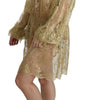 Dolce & Gabbana Gold Lace See Through A-Line Knee Length Dress