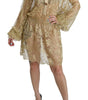 Dolce & Gabbana Gold Lace See Through A-Line Knee Length Dress