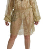 Dolce & Gabbana Gold Lace See Through A-Line Knee Length Dress
