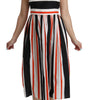 Dolce & Gabbana Multicolor Stripes A-Line Pleated Midi Dress