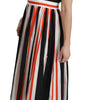 Dolce & Gabbana Multicolor Stripes A-Line Pleated Midi Dress