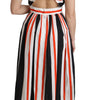 Dolce & Gabbana Multicolor Stripes A-Line Pleated Midi Dress