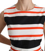Dolce & Gabbana Multicolor Stripes A-Line Pleated Midi Dress