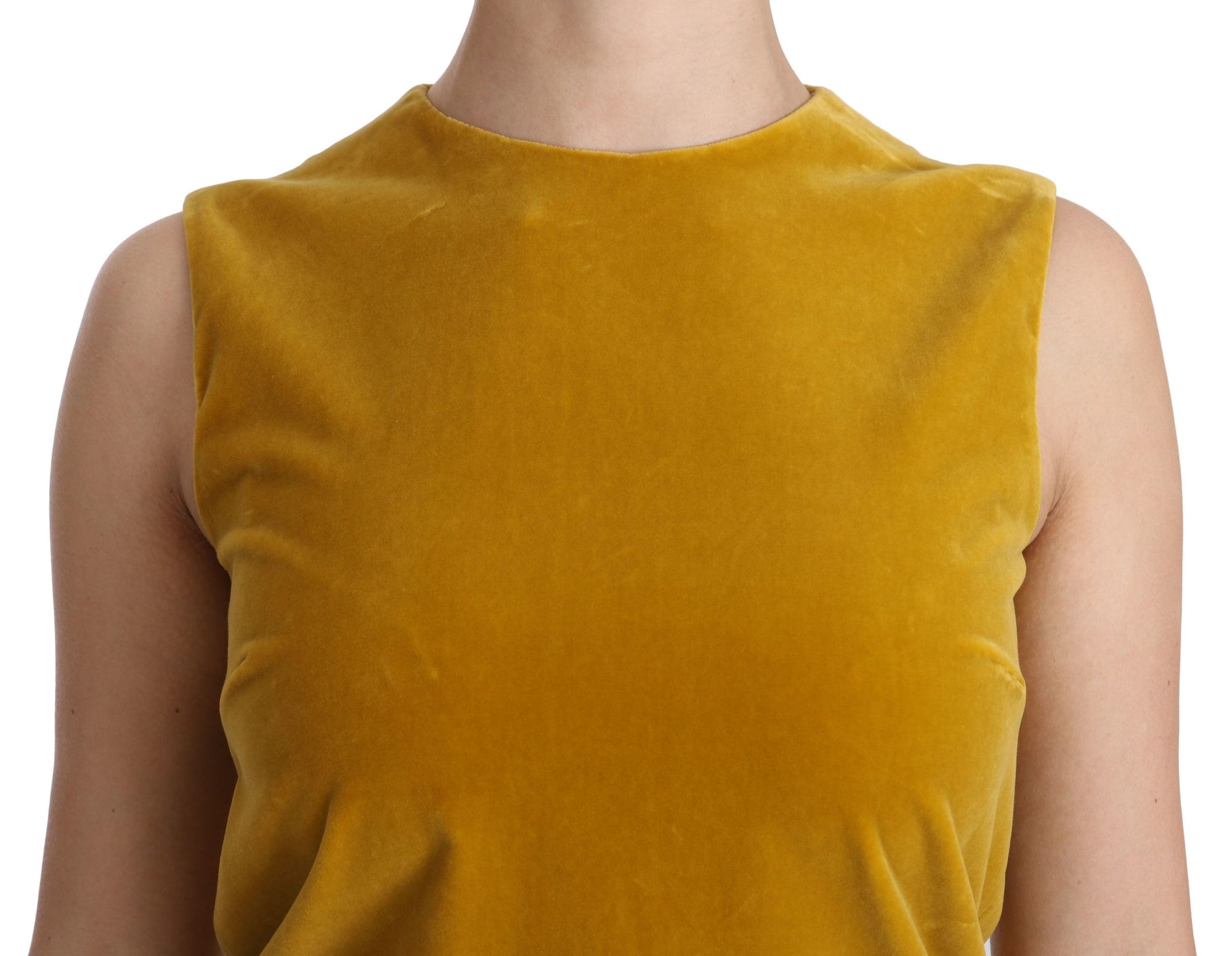 Dolce &amp; Gabbana Mustard Velvet Shift Mini Dress