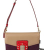 Dolce & Gabbana Purple Beige Red Leather Crossbody Purse Bag