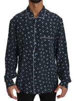 Dolce &amp; Gabbana Élégance soyeuse : chemise de détente bleue à imprimé tête de mort