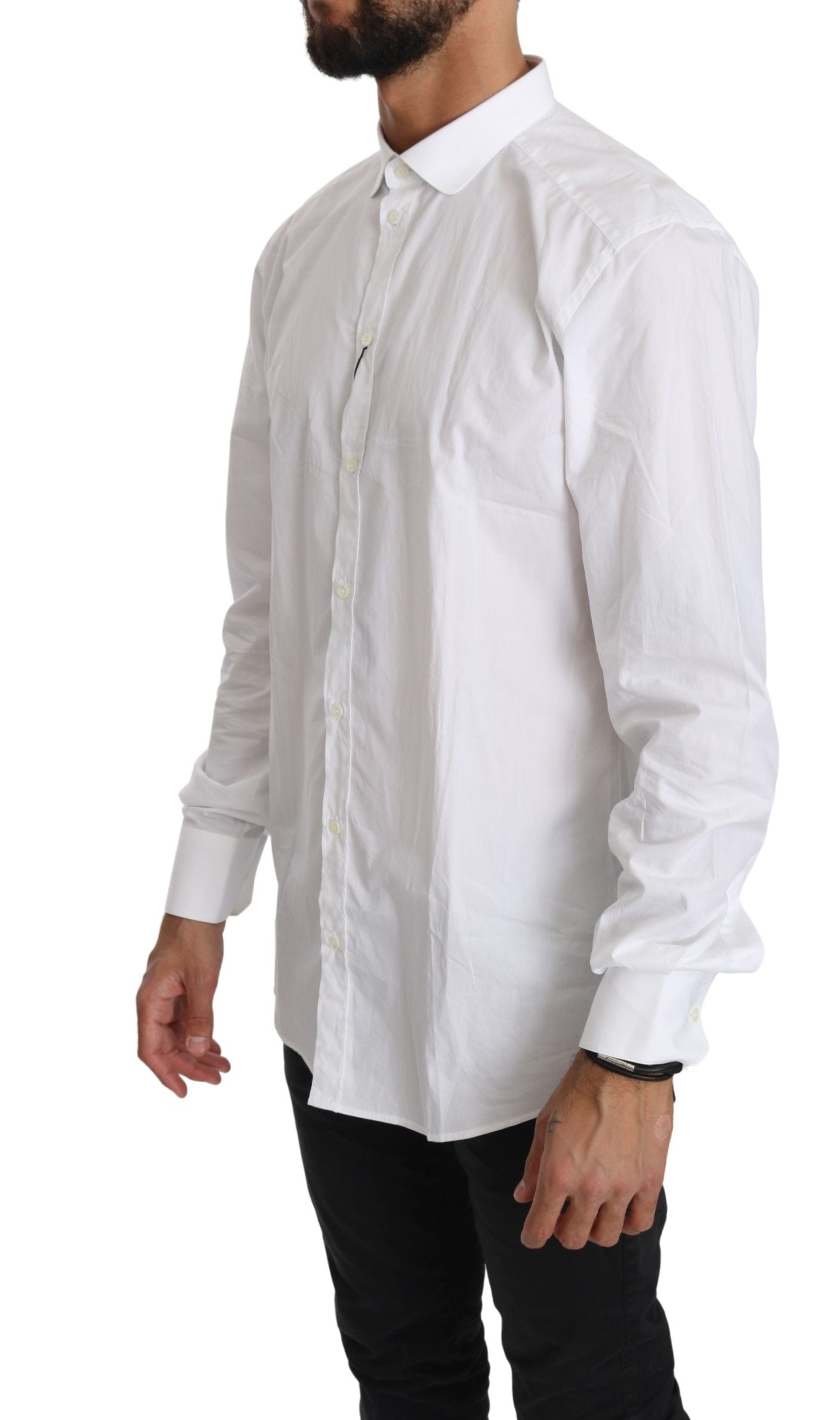 Chemise élégante en coton blanc et doré Dolce &amp; Gabbana