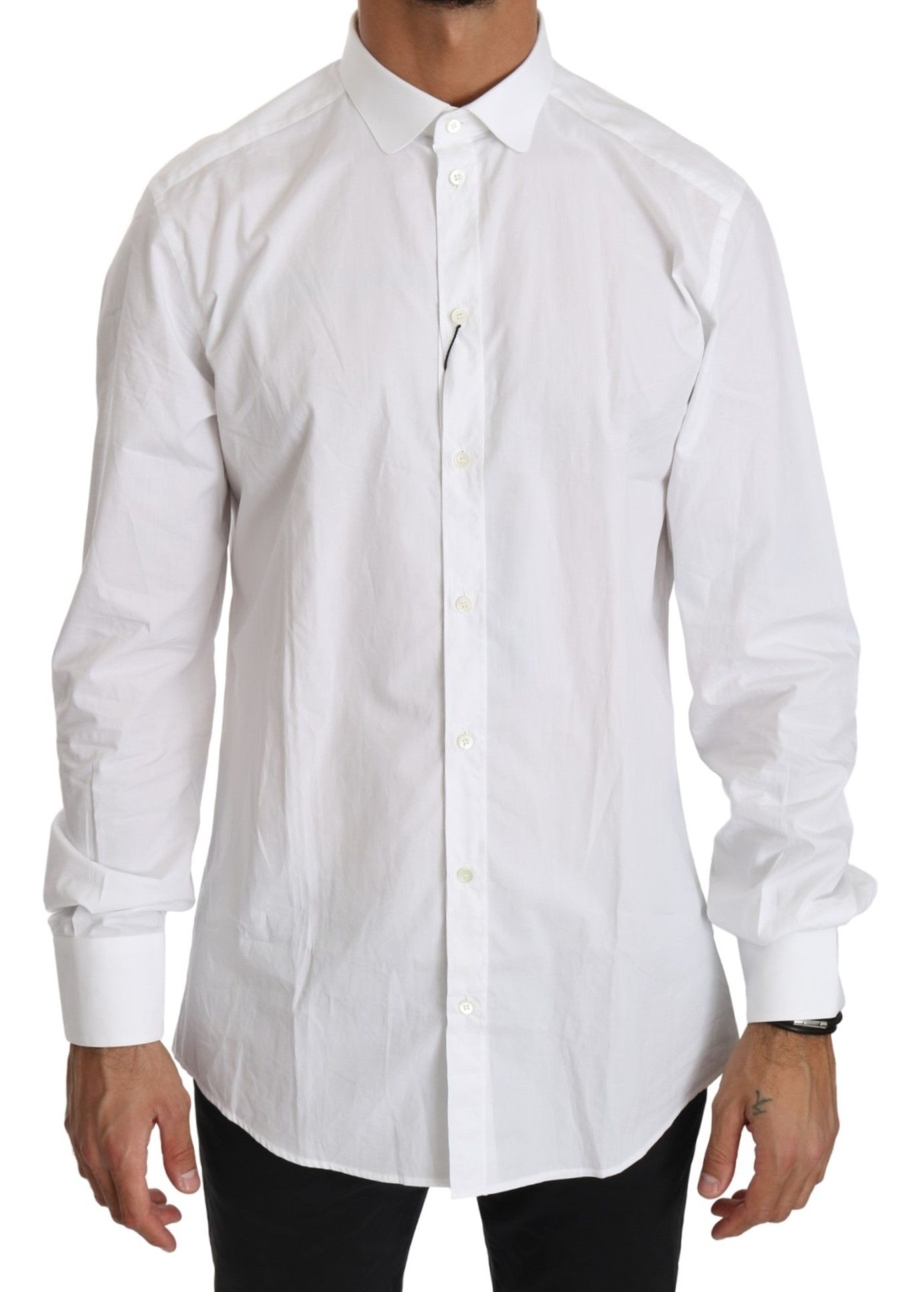 Chemise élégante en coton blanc et doré Dolce &amp; Gabbana