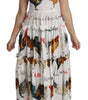 Dolce & Gabbana White Rooster Sheath Midi Cotton Dress