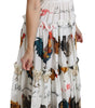 Dolce & Gabbana White Rooster Sheath Midi Cotton Dress