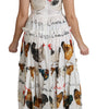 Dolce & Gabbana White Rooster Sheath Midi Cotton Dress