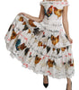 Dolce & Gabbana White Rooster Sheath Midi Cotton Dress