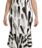 Dolce & Gabbana White Black Printed Sheath Midi Viscose Dress