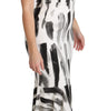 Dolce & Gabbana White Black Printed Sheath Midi Viscose Dress