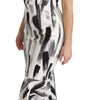 Dolce & Gabbana White Black Printed Sheath Midi Viscose Dress